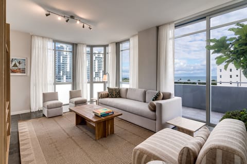 3 Bedroom Penthouse Suite, Rooftop Terrace, Ocean View | Living area | 42-inch flat-screen TV with satellite channels, TV, iPod dock