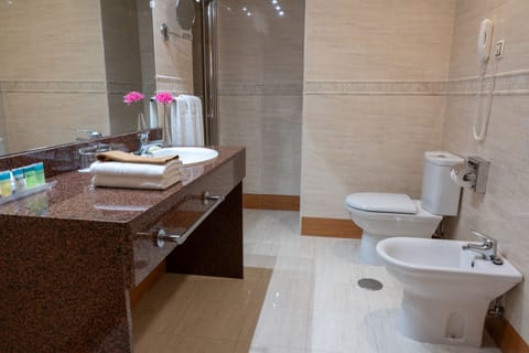 Junior Suite | Bathroom | Combined shower/tub, eco-friendly toiletries, hair dryer, towels