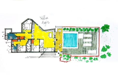 Grand Villa, 3 Bedrooms, Private Pool, Sea View (Villa Agis) | Floor plan