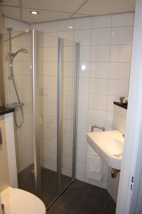 Basic Triple Room, City View | Bathroom | Shower, hair dryer, towels