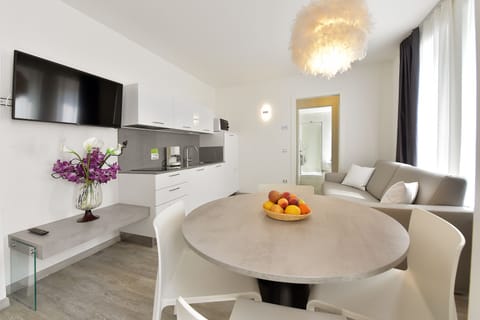 Premium Apartment, 1 Queen Bed with Sofa bed, Mountain View | Living area | 22-inch TV with satellite channels