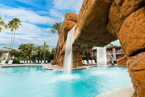 Outdoor pool, a heated pool, sun loungers