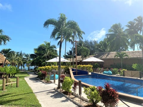 Outdoor pool, pool umbrellas