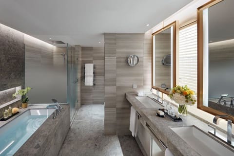 Junior Suite (Rooftop) | Bathroom | Separate tub and shower, rainfall showerhead, designer toiletries