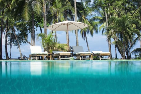 Outdoor pool, pool umbrellas