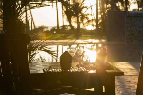 Breakfast, lunch, dinner served; beach views