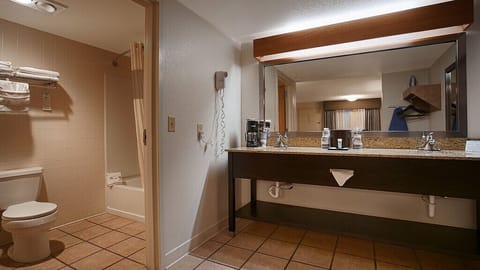 Room, 2 Queen Beds, Smoking | Bathroom | Free toiletries, hair dryer, towels