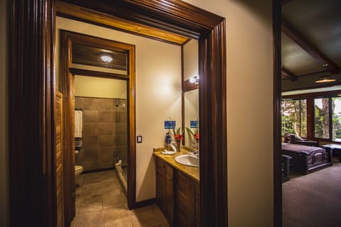 Mountain Suite, 2 Queen Beds | Bathroom | Shower, rainfall showerhead, eco-friendly toiletries, hair dryer