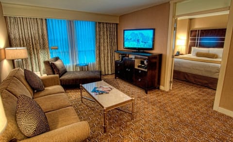 1 Bedroom Suite (Casino Tower) | Living area | 42-inch LCD TV with cable channels, TV, iPod dock