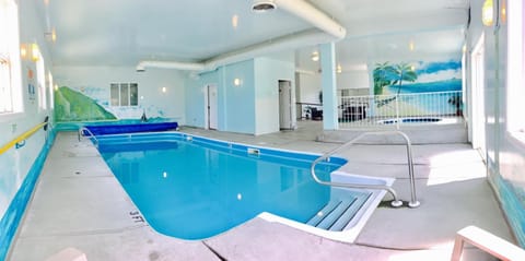 Indoor pool, open 8 AM to 10 PM, sun loungers