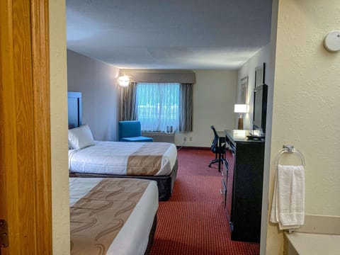 Desk, laptop workspace, blackout drapes, free WiFi