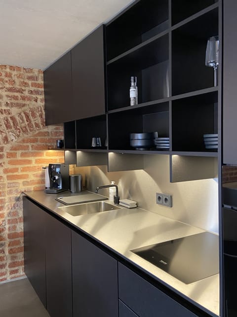 Superior Apartment | Private kitchen | Full-size fridge, microwave, oven, stovetop