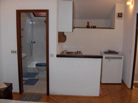 Studio (Studio with Balcony and Sea View) | Private kitchenette | Fridge, stovetop, cookware/dishes/utensils