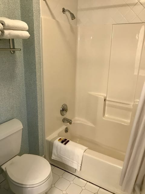 Standard Room, 1 King Bed, Non Smoking | Bathroom | Combined shower/tub, hair dryer, towels