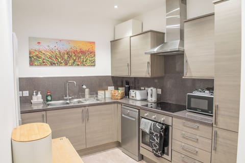 Comfort Apartment, 2 Bedrooms, Non Smoking, Ground Floor | Private kitchen | Full-size fridge, microwave, oven, stovetop