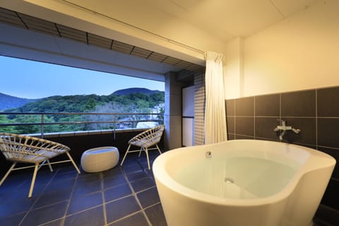 Double Room with Private Open Air Bath | Bathroom | Combined shower/tub, free toiletries, hair dryer, slippers