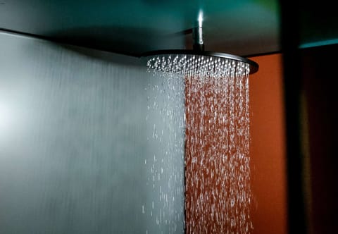 Shower, rainfall showerhead, eco-friendly toiletries, hair dryer