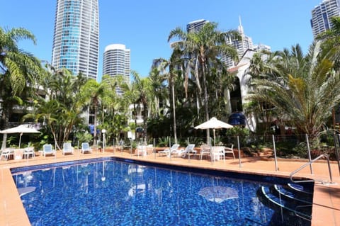 Outdoor pool, sun loungers