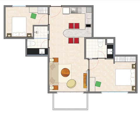 Apartment, 2 Bedrooms | Floor plan