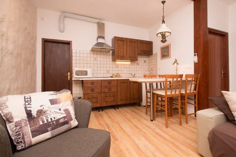 Apartment, 1 Bedroom | Private kitchen | Mini-fridge, stovetop, electric kettle, cookware/dishes/utensils