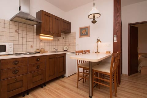 Apartment, 1 Bedroom | Private kitchen | Mini-fridge, stovetop, electric kettle, cookware/dishes/utensils