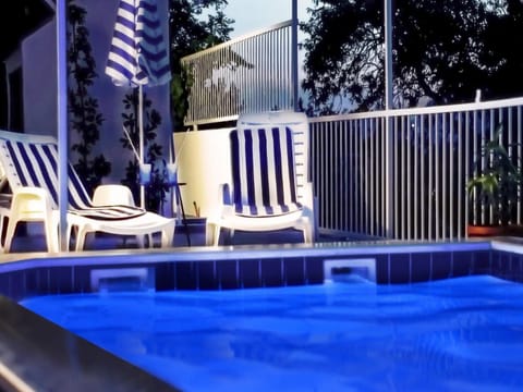 Seasonal outdoor pool, pool umbrellas, sun loungers