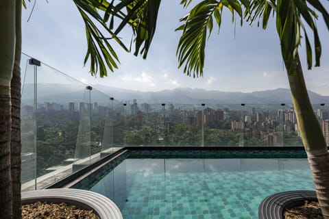 Indoor pool, outdoor pool, sun loungers