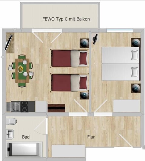 Family Apartment, 2 Bedrooms, Mountain View (excluded 25€ cleaning fee) | Floor plan