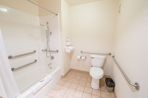 Standard Room, 2 Queen Beds | Bathroom | Combined shower/tub, free toiletries, hair dryer, towels