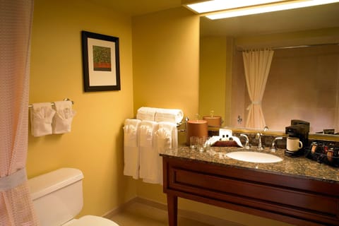 Combined shower/tub, eco-friendly toiletries, hair dryer, towels