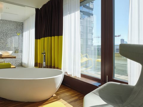 Haeberli Suite | Bathroom | Designer toiletries, hair dryer, towels, soap