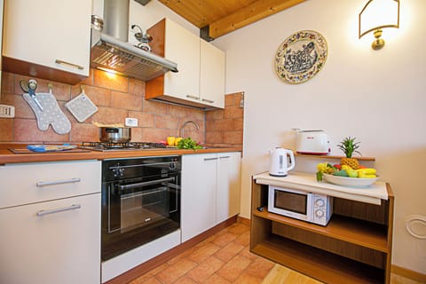 Family Apartment, 1 Bedroom (Appartamento Villa Lina) | Private kitchen | Full-size fridge, microwave, oven, stovetop