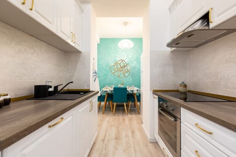 Deluxe Apartment, 3 Bedrooms, Private Bathroom, City View | Private kitchen | Full-size fridge, microwave, oven, stovetop