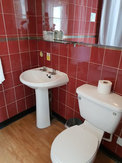 Combined shower/tub, free toiletries, hair dryer, towels