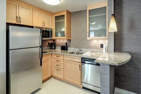 Studio, 1 King Bed with Sofa bed | Private kitchen | Full-size fridge, microwave, stovetop, dishwasher