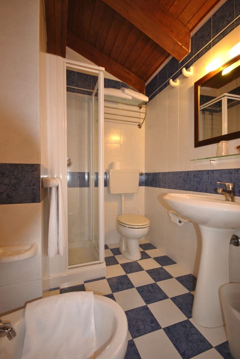 Standard Double Room, Terrace, Partial Lake View | Bathroom | Shower, free toiletries, hair dryer, bidet