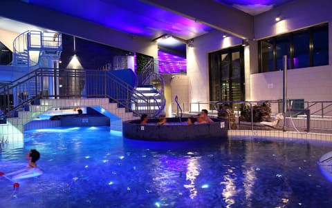 14 indoor pools, 3 outdoor pools