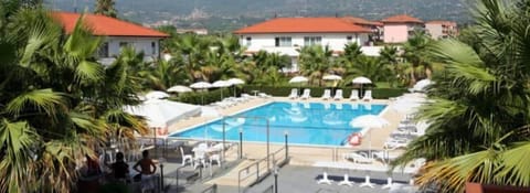 Outdoor pool, pool umbrellas