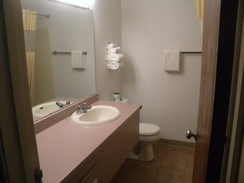 Suite, 1 King Bed (Whirlpool) | Bathroom | Combined shower/tub, free toiletries, hair dryer, towels