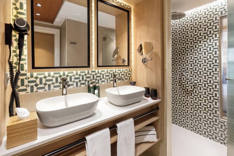 Room, Sea View (The Level Room Adults Only) | Bathroom | Shower, rainfall showerhead, designer toiletries, hair dryer