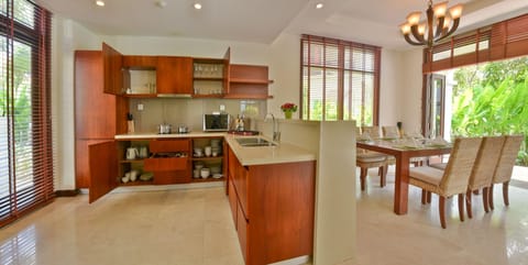 Villa, 3 Bedrooms, Garden View | Private kitchenette | Full-size fridge, electric kettle, cookware/dishes/utensils