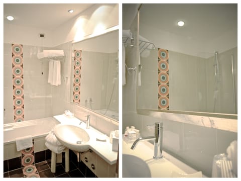 Shower, free toiletries, hair dryer, slippers