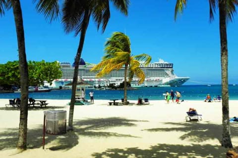 On the beach, white sand