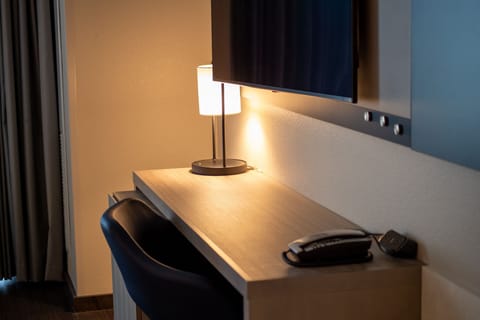 In-room safe, desk, laptop workspace, blackout drapes