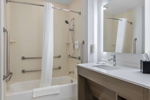 Suite, 1 King Bed with Sofa bed, Accessible, Non Smoking | Bathroom | Combined shower/tub, free toiletries, hair dryer, towels