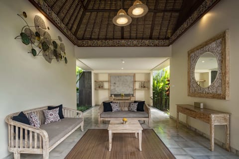 Two Bedrooms Private Pool Villa | Living area | 32-inch flat-screen TV with cable channels, TV