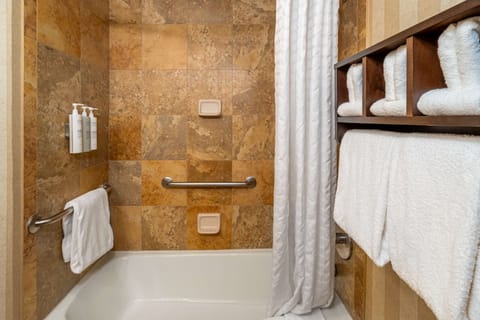 ADA Accessible, Room, 1 Queen Bed, Accessible, Bathtub | Bathroom | Combined shower/tub, free toiletries, hair dryer, towels