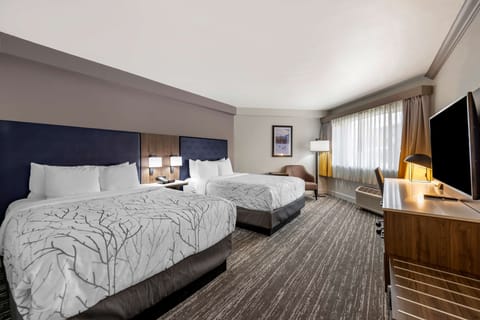 Standard Room, 2 Queen Beds, Balcony, Pool View (Shower Only) | Premium bedding, pillowtop beds, in-room safe, desk