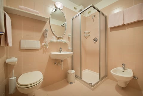 Shower, free toiletries, hair dryer, bidet