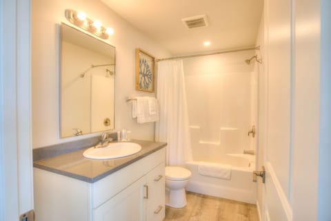 Single Queen/Sofa Bed Kitchenette Suite | Bathroom | Towels, soap, shampoo, toilet paper